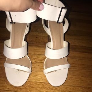 White heels with ankle strap